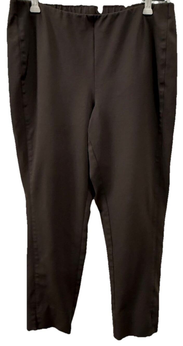 J. JILL Ponte Slim Leg Pull On Pintuck Pants Brown M Petite Career Capsule Comfy
